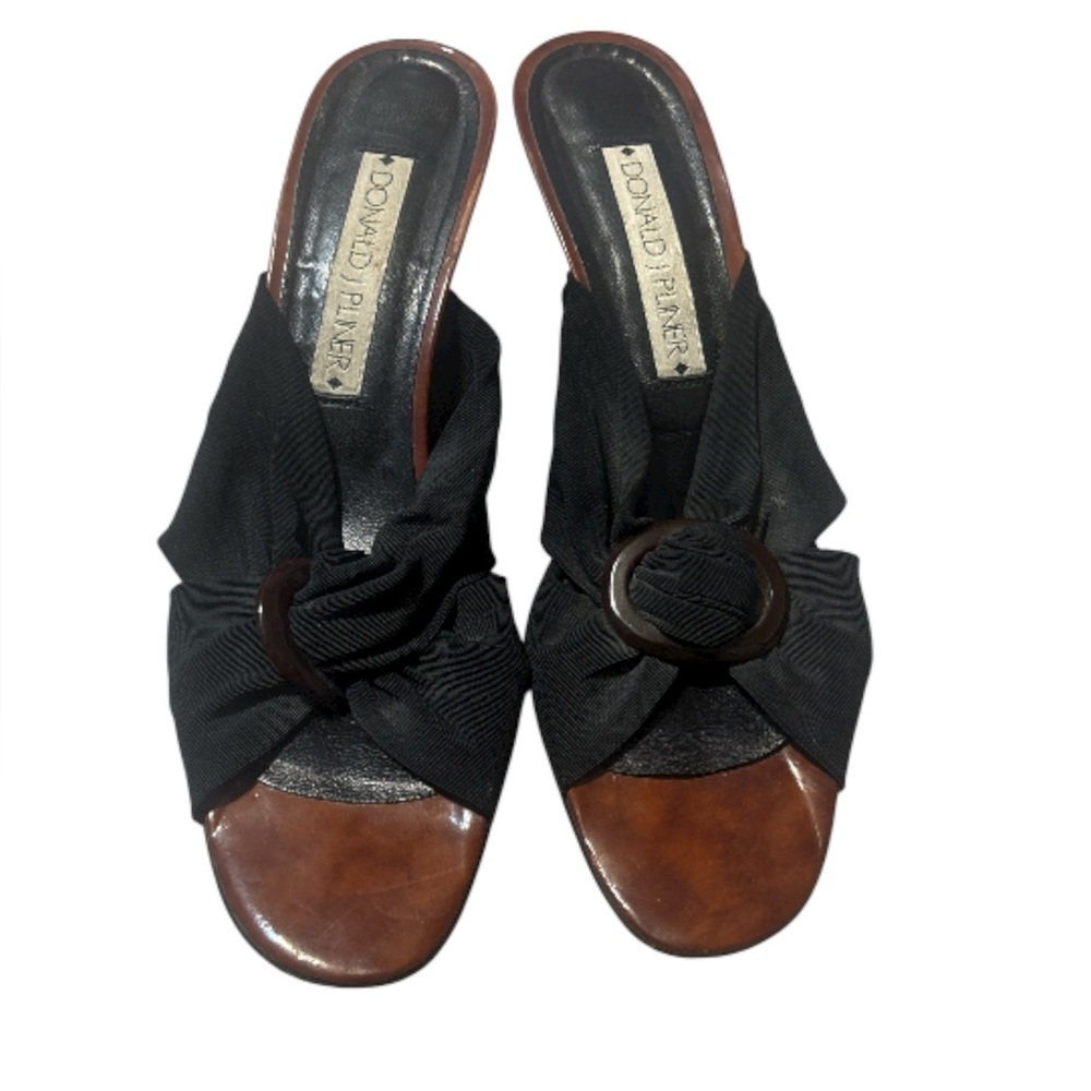 Donald J. Pliner Black and Brown Mules